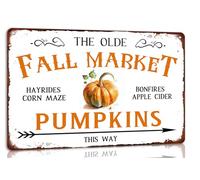 The Olde Fall Market - Plaque en métal citrouilles pour l'automne, Thanksgiving, jardin, ferme, décoration murale - 20,3 x 30,5 cm