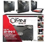 The OmniShelf - Lot de 5 stations de travail magnétiques portables + boîte à outils, support pour ordinateur et ordinateur portable, étagère utilitaire avec capacité de 18,1 kg, station de travail mains libres se fixe au chauffage, à la climatisation, aux camions et plus encore (aimants, 5 pièces)