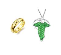 The One Ring to Rule Them All pour homme et femme, bague Lotr Seigneur des Anneaux, élégant elfique vert arbre vert en émail broche broche broche Hobbit anneaux de puissance bijoux cosplay, Métal, Pas