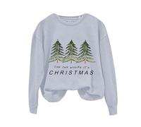 THE ONE WHERE 'S CHRISTMAS Femmes Mode Col Rond Décontracté Arbre de Noël Imprimé Manches Longues Top Sweatshirt Veste Femmes Sweat-shirts Légers Femmes Automne, gris, XXL