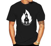 The Only Church That Illuminates is a Burning Church T-Shirt Black XXL
