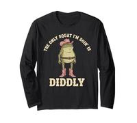 The Only Squat I'm Doin' is Diddly Funny Cowboy Frog Humour Manche Longue