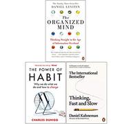 The Organized Mind, The Power of Habit, Thinking Fast and Slow 3 Books Collection Set
