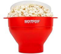 The Orginal HotPop Machine à popcorn en silicone avec poignées, bol pliable, résistant à la chaleur, facile à nettoyer, idéal pour les soirées cinéma en famille, capacité de 15 tasses, rouge