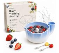 The Original Artisan Swirling Berry Bowl Ceramic Fruit Washer with Strainer