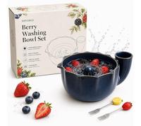 The Original Artisan Swirling Berry Bowl Ceramic Fruit Washer with Strainer