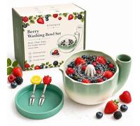 The Original Artisan Swirling Berry Bowl Ceramic Fruit Washer with Strainer