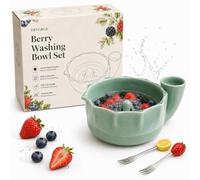 The Original Artisan Swirling Berry Bowl Ceramic Fruit Washer with Strainer