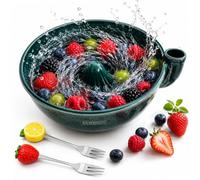 The Original Artisan Swirling Berry Bowl Ceramic Fruit Washer with Strainer