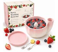 The Original Artisan Swirling Berry Bowl Ceramic Fruit Washer with Strainer