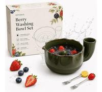 The Original Artisan Swirling Berry Bowl Ceramic Fruit Washer with Strainer