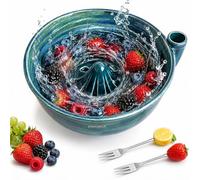 The Original Artisan Swirling Berry Bowl Ceramic Fruit Washer with Strainer