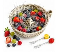 The Original Artisan Swirling Berry Bowl Ceramic Fruit Washer with Strainer