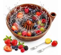 The Original Artisan Swirling Berry Bowl Ceramic Fruit Washer with Strainer