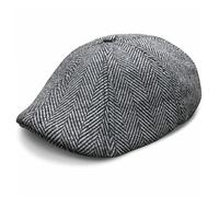 The Original Boston Scally Cap - Casquette Plate The Peaky Newsboy - Chapeau ajusté en Coton à 6 Panneaux pour Homme - Gris à Chevrons, Chevrons Gris, S