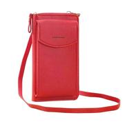 The Original Clutch Wallet Trendy Mobile Phone Bag Korean Fashion Grande Capacité Double Couche Portefeuille Multi Fonctionnel Femme Sac Bandoulière Bagages Peseur, Rouge, Taille unique