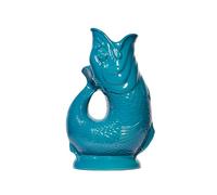 The Original Gluggle Jug - Carafe à sucre bleu sarcelle XL 28 cm 1,4 l - Pichet décoratif en forme de poisson - Pichet décoratif pour eau, cocktail, vin et gin, carafe ou vase - Fabriqué à la main en