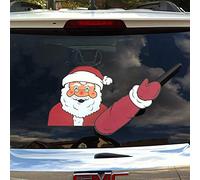 The ORIGINAL Santa Claus Waving Arm Winter WiperTag for Christmas Holiday with Decal attaches to rear vehicle wiper blade. Made in USA.