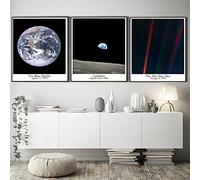 The Pale Blue Dot Earthrise Peinture Blue Marble Photos Earth Poster Space Print Inspiring Space Wall Art Salon -16x24in(40x60cm)X3 frameless