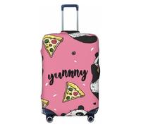 The Panda is Eating Pizza Housse de protection élastique pour bagage de voyage Motif imprimé anti-rayures, Noir , S