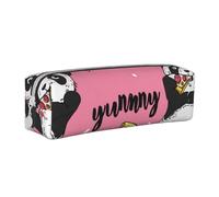The Panda is Eating Trousse à crayons cylindrique portable en cuir avec fermeture éclair, blanc, Taille unique, Sac à dos d'école