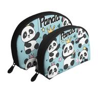The Panda with The Crown Lot de 2 trousses de toilette de voyage portables, blanc, Taille unique