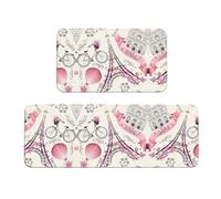 The Paris Tower and A Bicycle Print Large Kitchen Mats for Floor Kitchen Floor Mat 2 Sets Confortable Standing Mats Home