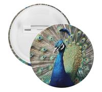 The Peacock Badge Épingles rondes en métal léger pour sac à dos, épingles à boutons tendance pour chemises, vestes, châle, manteau, unisexe, 5PCS, Fer blanc, épingles rondes en métal
