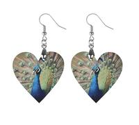 The Peacock Boucles d'oreilles en bois - Pendentifs vintage en bois naturel - Crochets de boucles d'oreilles classiques en bois pour femme, Love, En bois, Bois.