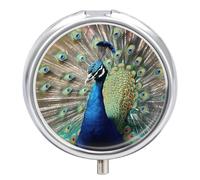 The Peacock Pilulier à 3 compartiments pour le quotidien Petit pilulier rond en métal pour sac à main
