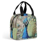 The Peacock Sac à déjeuner pour homme et femme, sac fourre-tout isotherme portable avec poignée, étanche et réutilisable, pour le travail, le pique-nique, les voyages