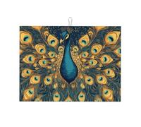 The Peacock Spreads Its Tail Grand tapis égouttoir en microfibre réutilisable lavable pour accessoire de cuisine 45,7 x 61 cm
