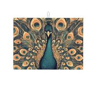 The Peacock Spreads Its Tail Grand tapis égouttoir en microfibre réutilisable lavable pour accessoire de cuisine 45,7 x 61 cm