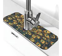 The Peacock Spreads Its Tail Splash Guard Tap Tap Splash Guard Faucet Ventouse Pad,Faucet Handle Drip Catcher Tray Drying Mat for Bathroom (38,1 x 14 cm)