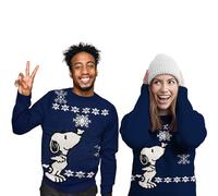 The Peanuts Pull de Noël unisexe - Snoopy Winter Strick Pull Pull Ugly Christmas Sweater Noël pour hommes et femmes Bleu, bleu, X-Large