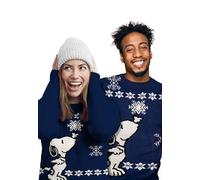 The Peanuts Pull d'hiver unisexe - Snoopy Hiver Tricot Pull Sweat-shirt Ugly Sweater pour homme et femme Bleu