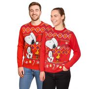 The Peanuts Snoopy Pull d'hiver pour homme et femme - Pull d'hiver en tricot - Unisexe - Rouge, rouge, M