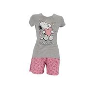The Peanuts Snoopy Pyjama pour femme à manches courtes Chemise de nuit Haut Pantalon Combinaison d'été Tailles M L XL, Gris pjs, XL