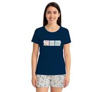The Peanuts Snoopy Pyjama pour femme - Ensemble pyjama à manches courtes avec short - Bleu/gris