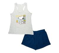 The Peanuts Snoopy Pyjama pour femme - Ensemble pyjama sans manches - Débardeur avec short - Gris/bleu, gris/bleu, XL