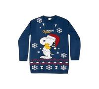 The Peanuts Snoopy Robe en tricot pour femme - Chaud Kisses - Robe d'hiver tricotée bleue, bleu, M