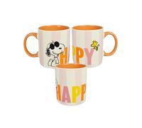 The Peanuts Snoopy Tasse à café - Tasse à café Happy - En céramique - Blanc/orange - 320 ml