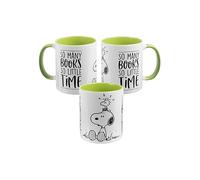 The Peanuts Tasse Snoopy - So many books - So little time - Tasse à café en céramique - Vert et blanc - 320 ml