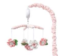 The Peanutshell Mobile musical pour berceau de bébé fille avec 12 berceuses, motif floral rose