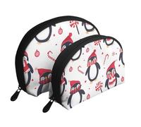 The Penguin with The Scarf Printed Makeup Bags 2-Piece Portable Shell Travel Toiletry Bag, blanc, Taille unique