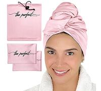 THE PERFECT HAIRCARE Ensemble Serviette pour Cheveux Lisse ou bouclés Curly Girl Method (CGM) - 1 Serviette Grande (101,6 x 69,8 cm) + 2 Serviettes Petite (59,7 x 38,1 cm) - Rose