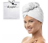 THE PERFECT HAIRCARE Serviette en Microfibre Vapour Cheveux - Turban Absorbant à séchage Rapide pour Cheveux, bouclés et Longs pour Femmes, Filles et Enfants - Anti-frisottis Blanc