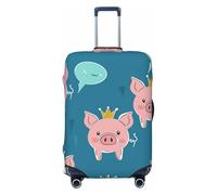 The Pig with The Crown Housse de protection élastique pour valise de voyage Motif imprimé anti-rayures, Noir , M