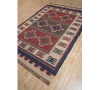 THE PIKKU INTERNATIONAL - Kilim Tapis rectangulaire en laine et jute - Aspect rustique tissé à la main - Pour maison moderne, salon, chambre à coucher [Modèle P-KLM15] 270 x 360 cm