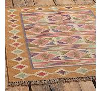 THE PIKKU INTERNATIONAL Kilim Tapis rectangulaire en laine et jute - Tapis tissé à la main aspect rustique pour maison moderne, salon, chambre à coucher [Model-PK13] 150 x 210 cm